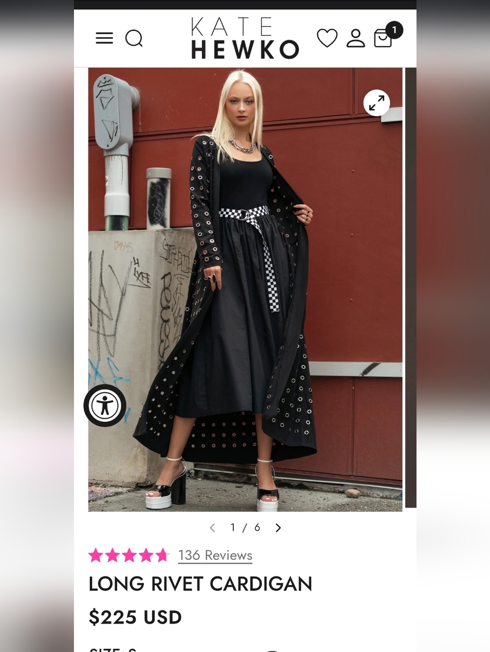 Kate Hewko Black Long Rivet Cardigan Jacket